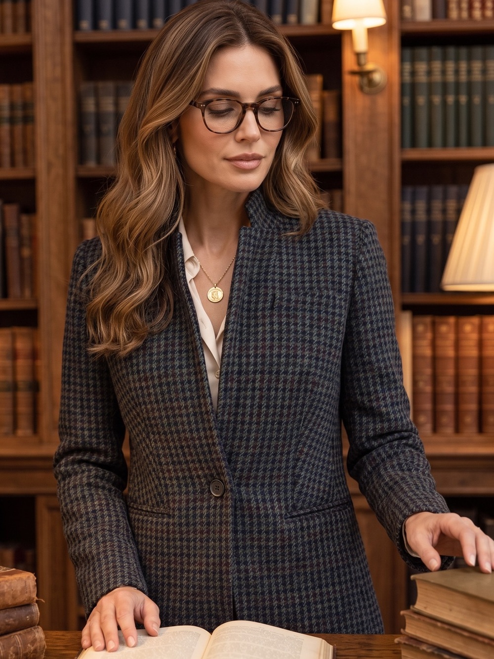 J. CREW Women's Houndstooth Blazer Tailored Preppy Dark Academia Career Jacket 4